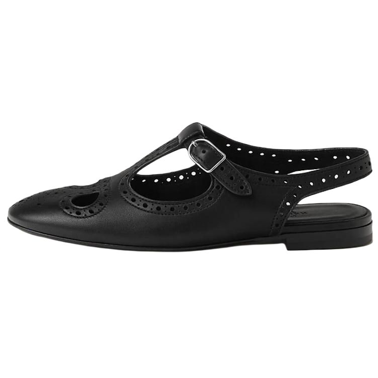 (Women) HERMES Kim Kim Leather Slingback Sandals Black - Casual Shoes. H251178Z 02