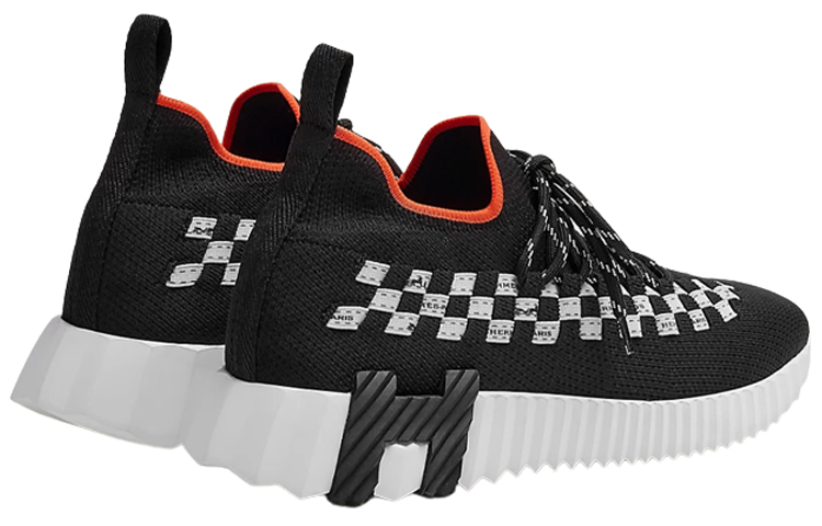 Shop HERMES 愛馬仕 針織運動鞋 女款 黑白