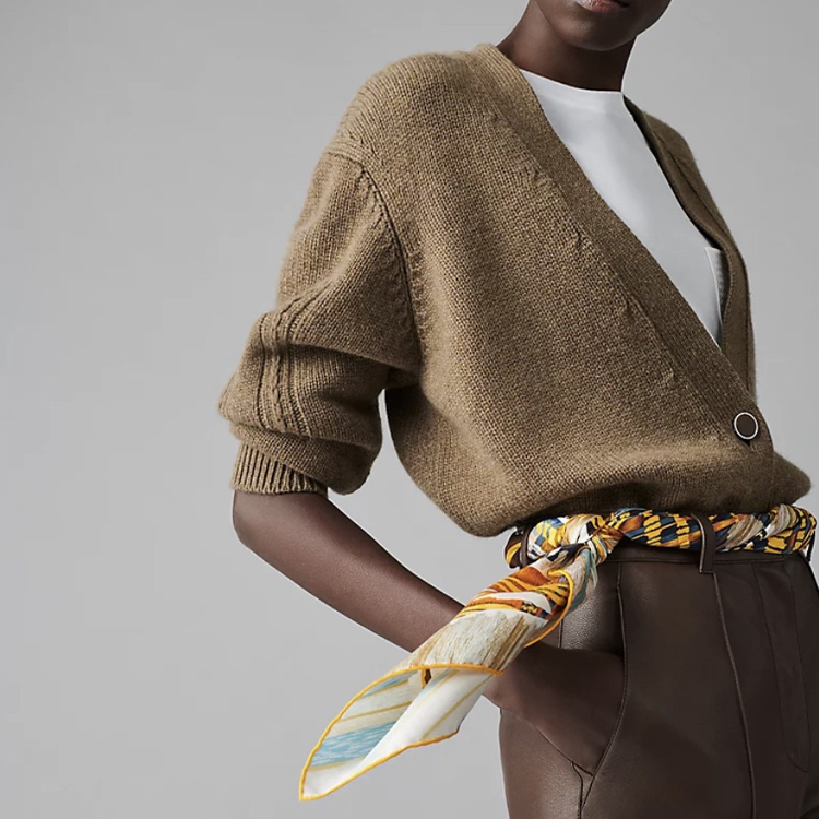 (Women) HERMES Le Chat Carre Soft Silk Scarf for Women - Multicolor. H003901S-01 圖 3