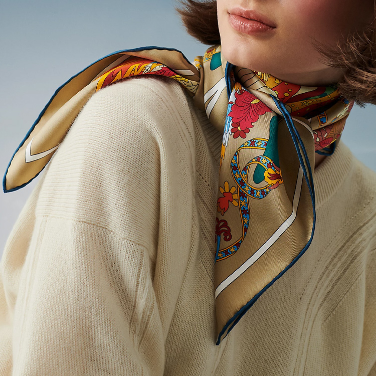 (Women) HERMES Le Sacre des Saisons Silk Scarf Yellow  Fashion Accessory. H003903S 22 圖 3