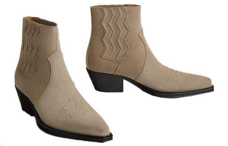 Shop HERMES愛馬仕 皮革 時尚潮流 短靴 女款 米色