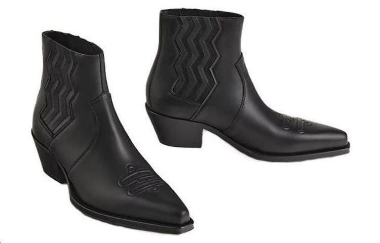 Shop HERMES愛馬仕 皮革 時尚套腳 短靴 女款 黑色