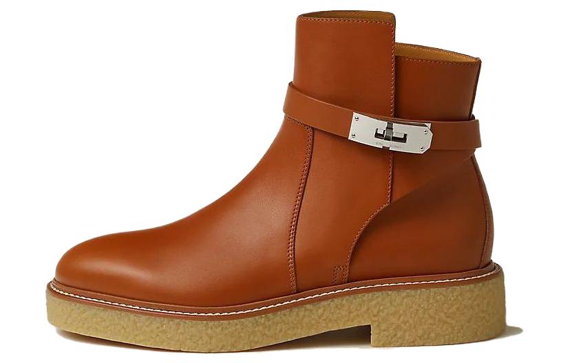 Buy (W) Bota de Cuero Hermes Tobillera 'Marrón Moda y Comodidad' H232068Z-A3
