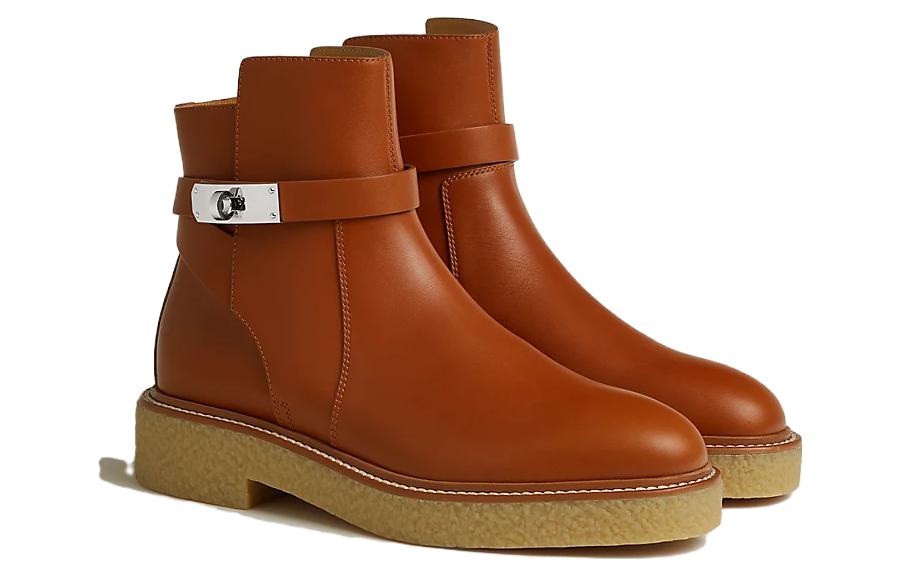 Lookbook (W) Bota de Cuero Hermes Tobillera 'Marrón Moda y Comodidad' H232068Z-A3
