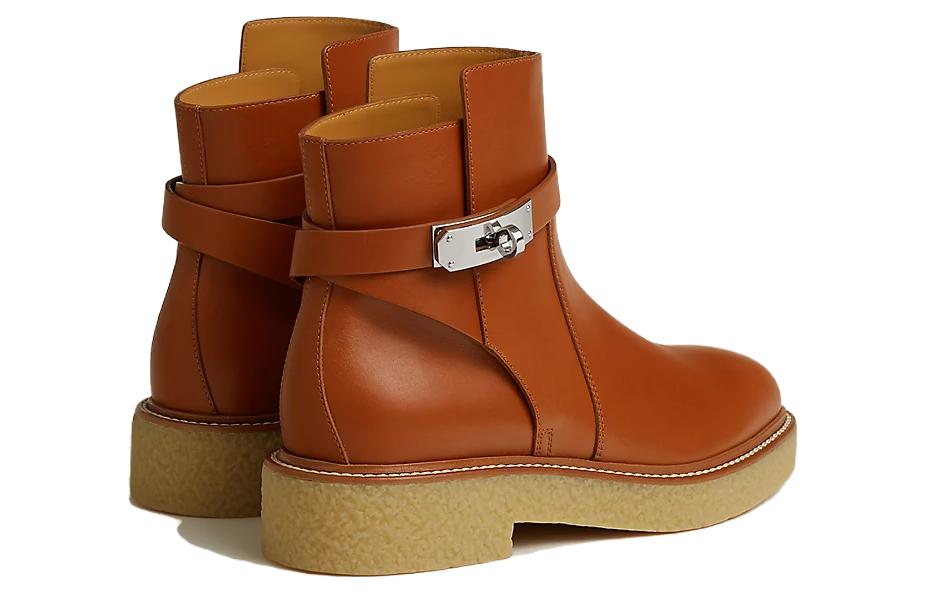 Shop (W) Bota de Cuero Hermes Tobillera 'Marrón Moda y Comodidad' H232068Z-A3