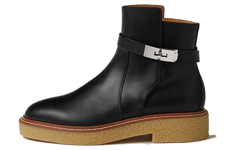 (Women) HERMES Leather Ankle Boot 'Comfortable Fashion Black' H232067Z-02