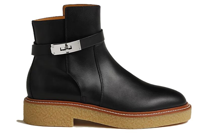 Order (Women) HERMES Leather Ankle Boot 'Comfortable Fashion Black' H232067Z-02