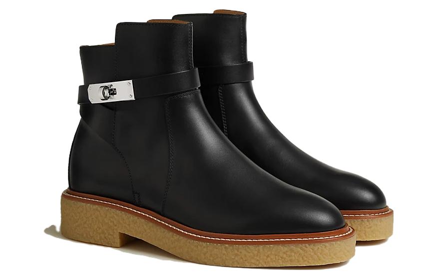 Shop (Women) HERMES Leather Ankle Boot 'Comfortable Fashion Black' H232067Z-02