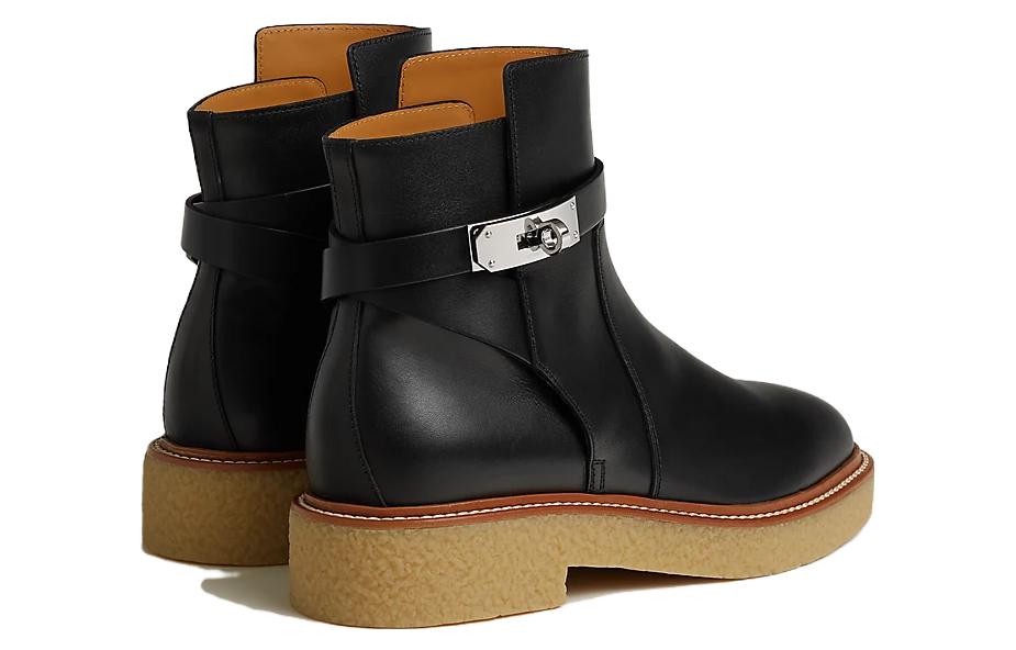 Purchase (Women) HERMES Leather Ankle Boot 'Comfortable Fashion Black' H232067Z-02