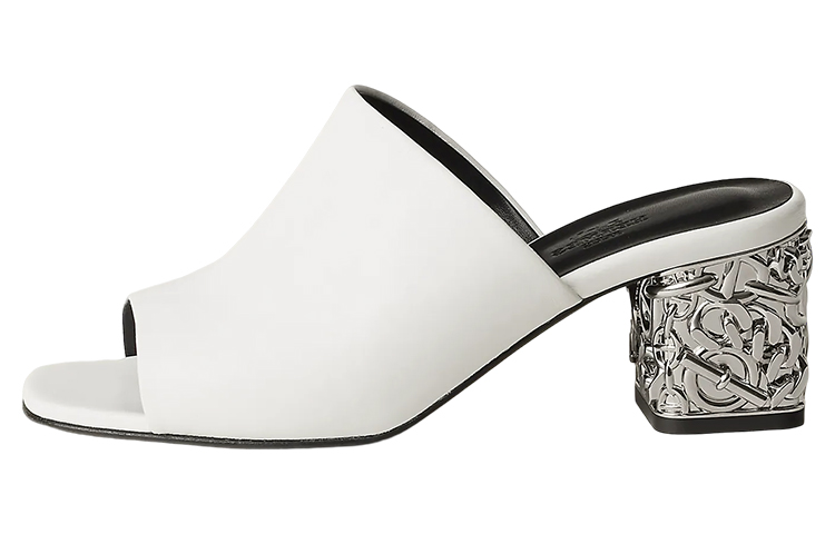 Buy (W) エルメス レザー ブロックヒール サンダル (白) H231208Z-90