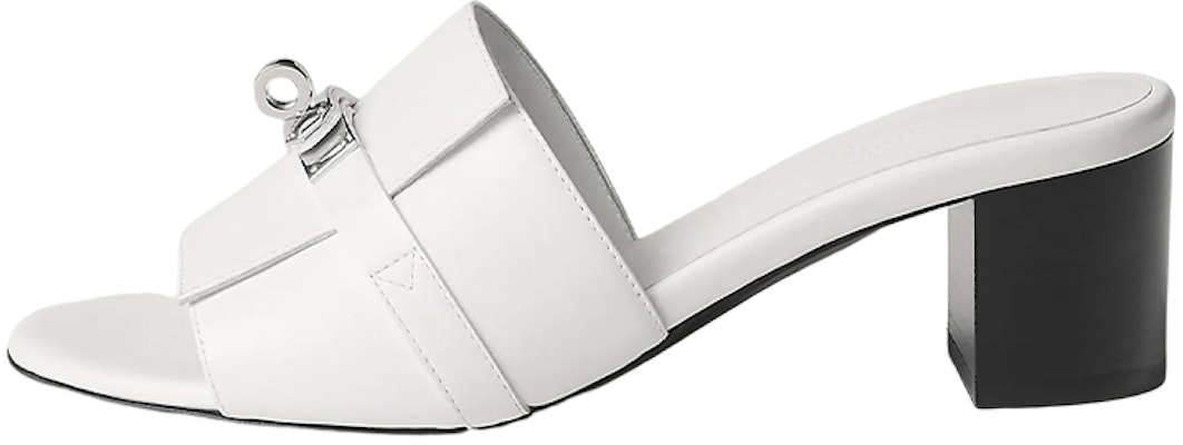 (Women) HERMES Leather Block Heel Slide Sandal 'White' H231063Z-90 Buy (Women) HERMES Leather Block Heel Slide Sandal 'White' H231063Z-90