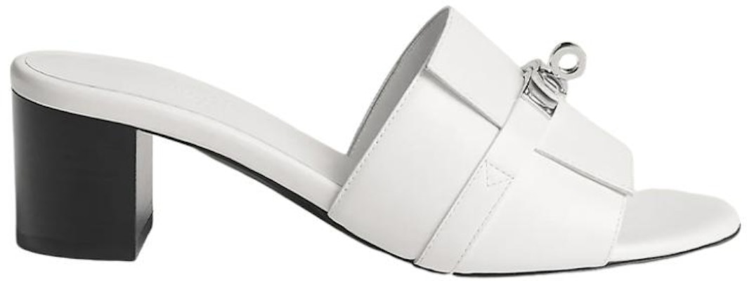 (Women) HERMES Leather Block Heel Slide Sandal 'White' H231063Z-90 Order (Women) HERMES Leather Block Heel Slide Sandal 'White' H231063Z-90