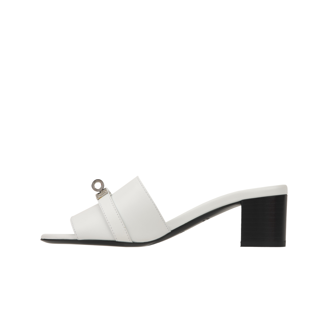 Lookbook (Women) HERMES Leather Block Heel Slide Sandal 'White' H231063Z-90