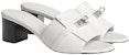 (W) Sandal Slid Tumit Blok Kulit HERMES 'Putih' H231063Z-90
