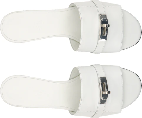 (Women) HERMES Leather Block Heel Slide Sandal 'White' H231063Z-90 Purchase (Women) HERMES Leather Block Heel Slide Sandal 'White' H231063Z-90