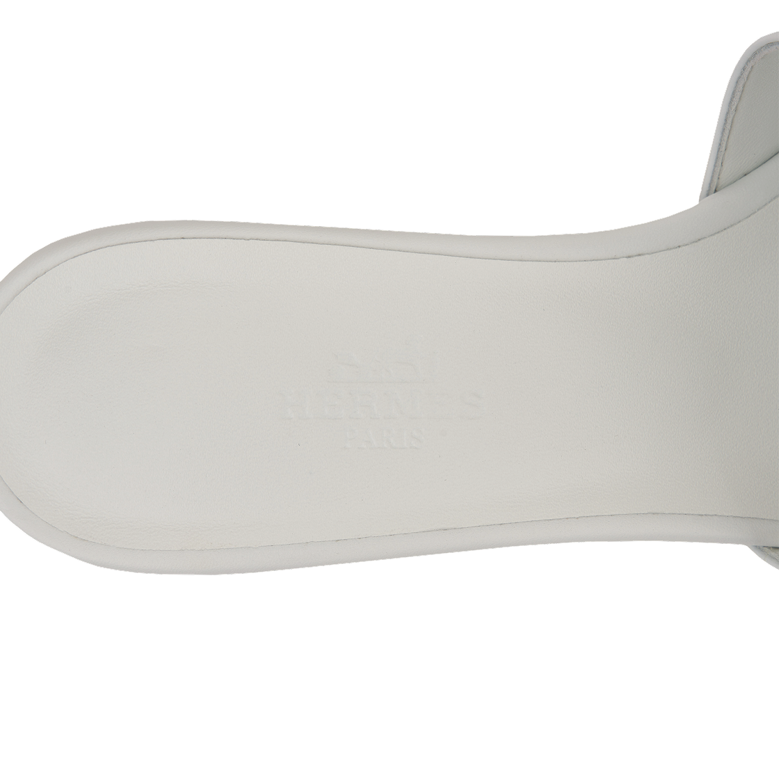 Cheap (Women) HERMES Leather Block Heel Slide Sandal 'White' H231063Z-90