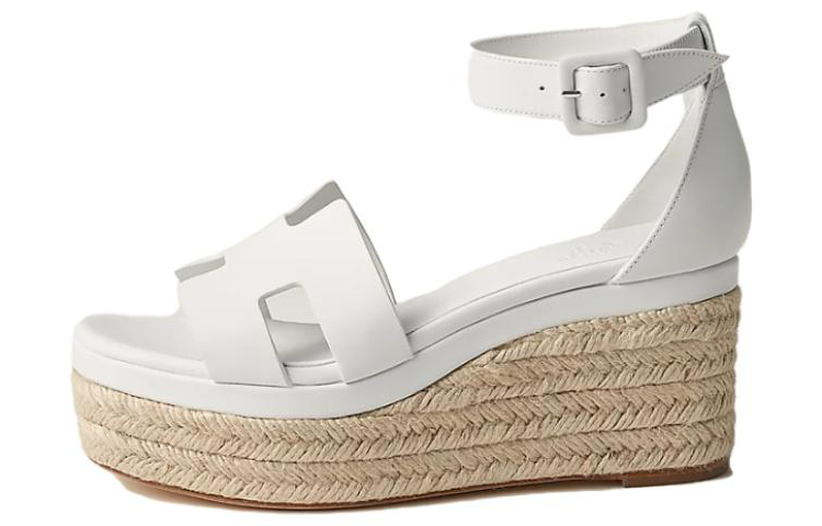 (Women) HERMES Leather Buckle High Heel Ankle Strap Sandals 'White' H231307Z-90