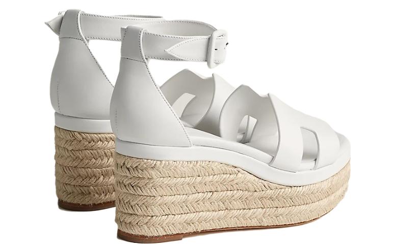 Shop (W) エルメス 白 レザー バックル ハイヒール サンダル H231307Z-90