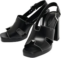 Order (W) HERMES Sandal Tumit Tinggi Kulit Potong 'Hitam' H221132Z-02