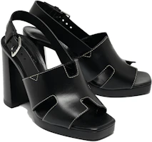 Shop (W) HERMES Sandal Tumit Tinggi Kulit Potong 'Hitam' H221132Z-02