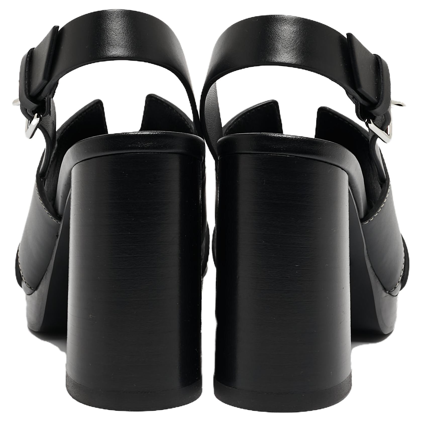 Purchase (W) 에르메스 가죽 컷아웃 하이힐 샌들 (블랙) H221132Z-02