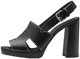 (Women) HERMES Leather Cut-Out High Heel Sandals 'Black' H221132Z-02 (Women) HERMES Leather Cut-Out High Heel Sandals 'Black' H221132Z-02