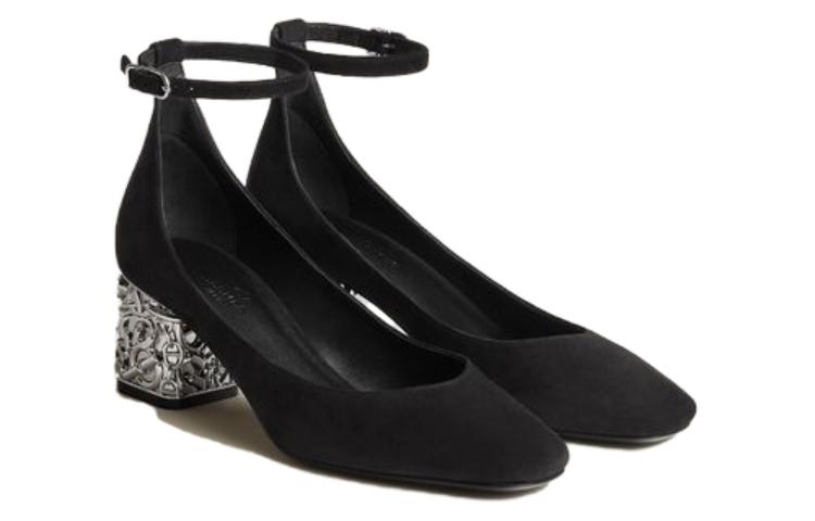 Lookbook (W) HERMES Sepatu Kulit 'Hak Tebal Hitam' Fashion H231212Z-02