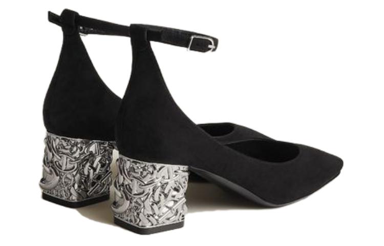 Shop (W) HERMES Sepatu Kulit 'Hak Tebal Hitam' Fashion H231212Z-02