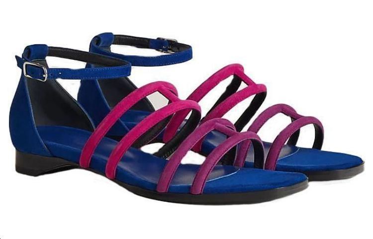 (W) HERMES Leather Fashion Sandals 'Blue' 圖 4
