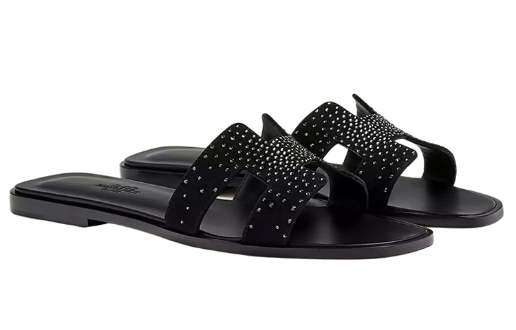 (W) HERMES Leather Flat Sandal 'Black Fashion' 圖 4