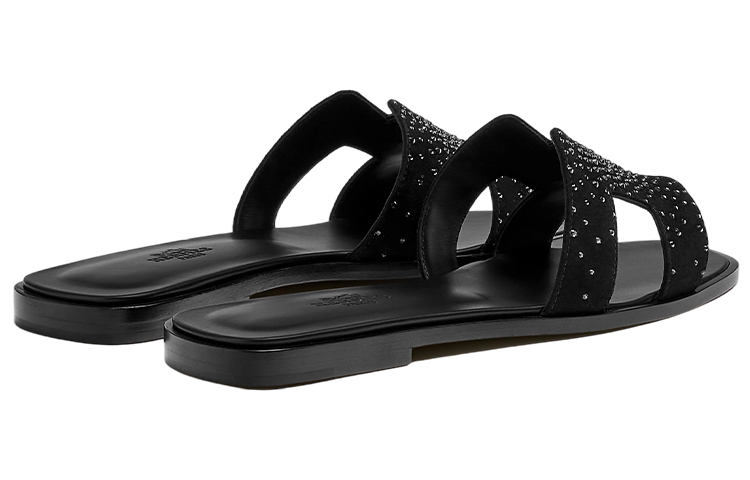 (W) HERMES Leather Flat Sandal 'Black Fashion' 圖 5