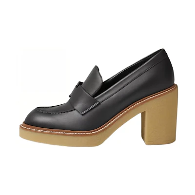 (W) HERMES Leather Heels 'Elegant Simplicity Black'