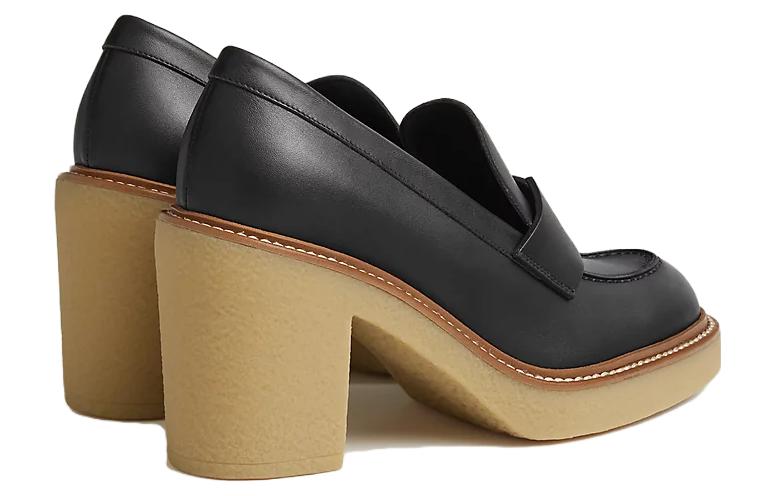 (W) HERMES Leather Heels 'Elegant Simplicity Black' 圖 4