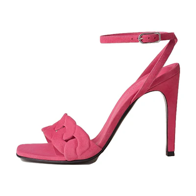 (W) HERMES Leather High-Heel Peep-Toe Sandals 'Rose'