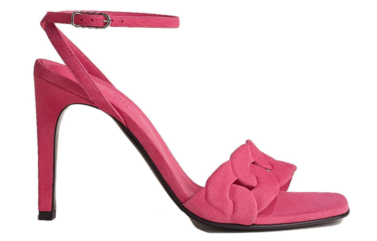 (W) HERMES Leather High-Heel Peep-Toe Sandals 'Rose' 圖 2