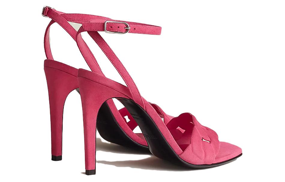 (W) HERMES Leather High-Heel Peep-Toe Sandals 'Rose' 圖 5