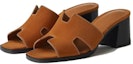 Shop (W) Sandal Tumit Tinggi HERMES Kulit Peep-Toe 'Coklat' H232088Z-A3350