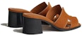 (W) Sandal Tumit Tinggi HERMES Kulit Peep-Toe 'Coklat' H232088Z-A3350