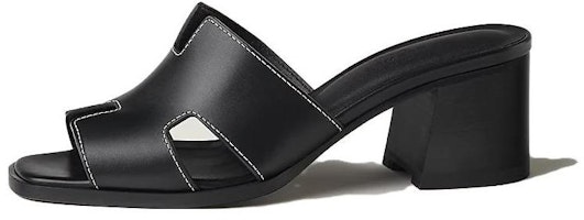 (Women) HERMES Leather High-Heeled Peep-Toe Slide Sandals 'Black' H232089Z-02350 (Women) HERMES Leather High-Heeled Peep-Toe Slide Sandals 'Black' H232089Z-02350