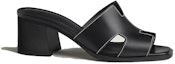 Order (W) HERMES Sandal Kulit Tumit Tinggi Terbuka 'Hitam' H232089Z-02350