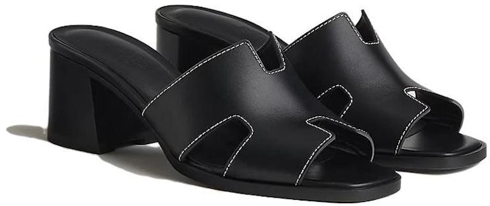 HERMES愛馬仕 皮革 高跟露趾 一字拖鞋 6cm 女款 黑色 Lookbook HERMES愛馬仕 皮革 高跟露趾 一字拖鞋 6cm 女款 黑色