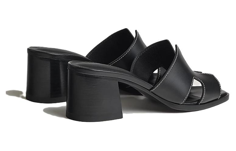 Shop (W) エルメス レザー ハイヒール ピープトウ サンダル (黒) H232089Z-02350