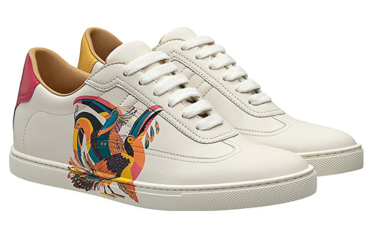 Lookbook HERMES 愛馬仕 皮革低筒綁帶運動鞋 女款 白色