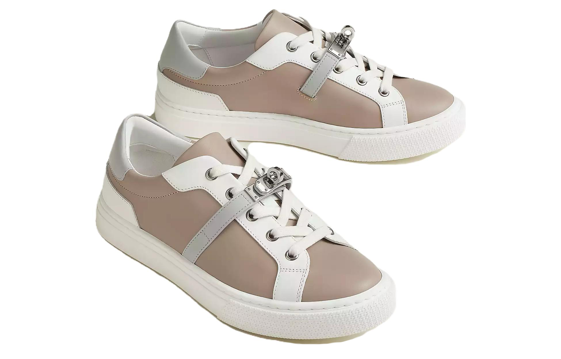 Shop (Women) HERMES Leather Low-Top Lace-Up 'Grey' H212256Z-B3