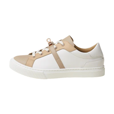 (W) HERMES Leather Low-Top Lace-Up 'White and Tan'