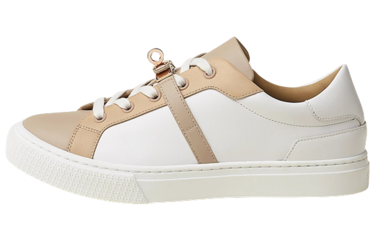 (Women) HERMES Leather Low-Top Lace-Up 'White and Tan' H212257Z-91