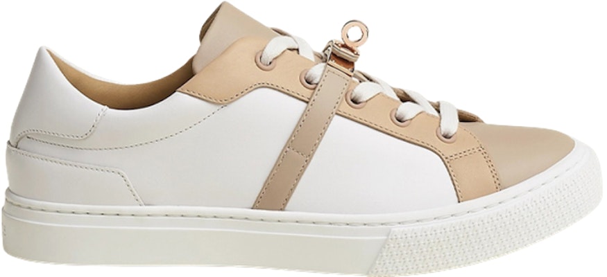 (Women) HERMES Leather Low-Top Lace-Up 'White and Tan' H212257Z-91 Order (Women) HERMES Leather Low-Top Lace-Up 'White and Tan' H212257Z-91