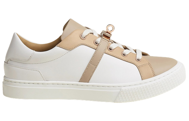 Order (Women) HERMES Leather Low-Top Lace-Up 'White and Tan' H212257Z-91