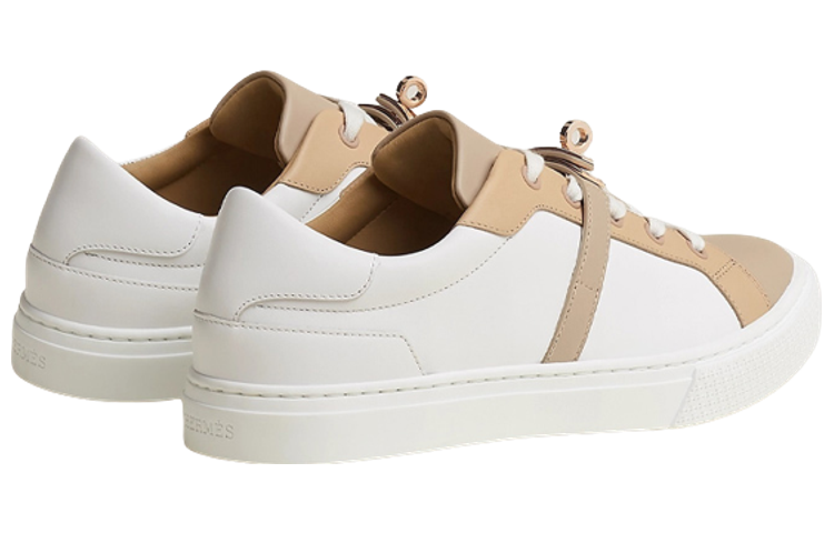 Shop (Women) HERMES Leather Low-Top Lace-Up 'White and Tan' H212257Z-91