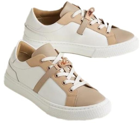 (Women) HERMES Leather Low-Top Lace-Up 'White and Tan' H212257Z-91 Purchase (Women) HERMES Leather Low-Top Lace-Up 'White and Tan' H212257Z-91
